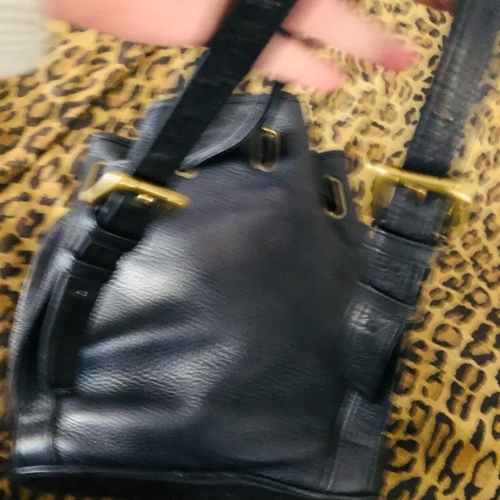 Timberland black genuine leather backpack / handbag brass hardware